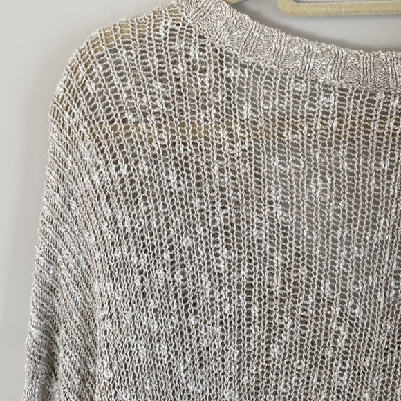 EUC Eileen Fisher Large Linen Blend V-Neck Open Knit Long Sleeve Sweater - Picture 10 of 11